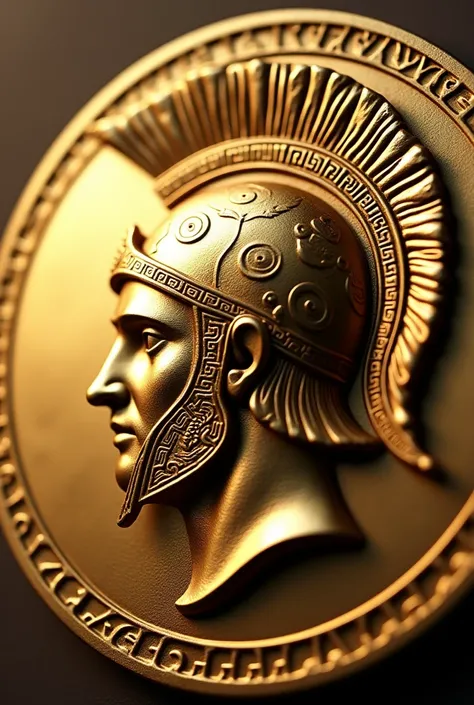  Achilles helmet from profile on gold coin (without man )