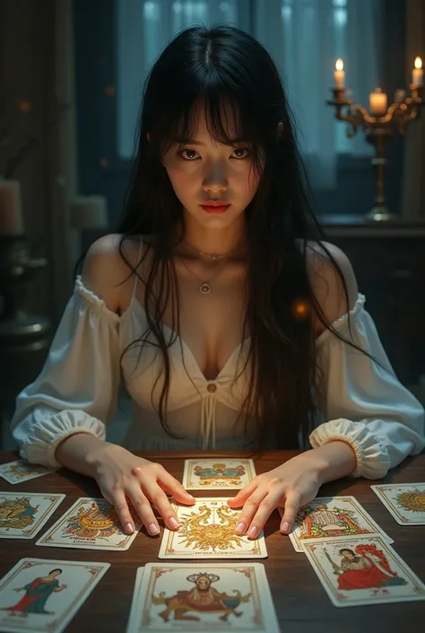 Asia girl with tarrort cards 