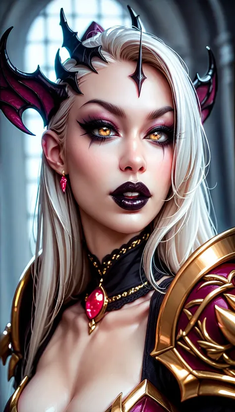 Diabolical creature. Seductive Dark angel. Dark Makeup, Dark Lipstick. pale white skin. unhealthy appearance. dnd character.  dnd. Lilith Armor, Succubus Armor