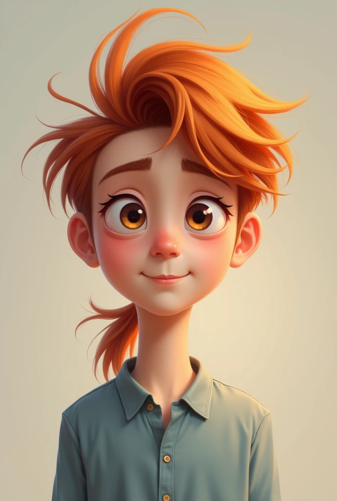  Has one with a ponytail ， with orange hair,  adorable digital painting, adorable digital art,  cute and detailed digital art ,  cute realistic painting ,  Cute cartoon  character,  realistic kawaii portrait ,  Cute cartoon , Young man with cute face , cut...