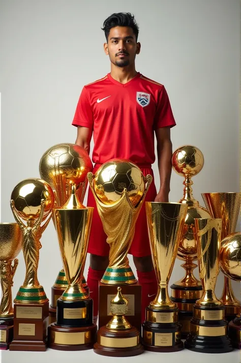 Show me a football player whos name is soham and show his photo shoot where he is standing behind all the trophys he won
SAFF Championship 
AFC Solidarity Cup
Best Player Award in SAFF Championship 
Fair Play Award SAFF Championship 
MVP of AFC Solidarity ...