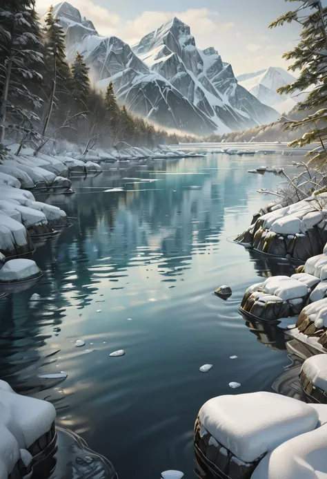 icy waters, straits, best quality, (masterpiece:1.2), ultra-detailed, (photo realistic)