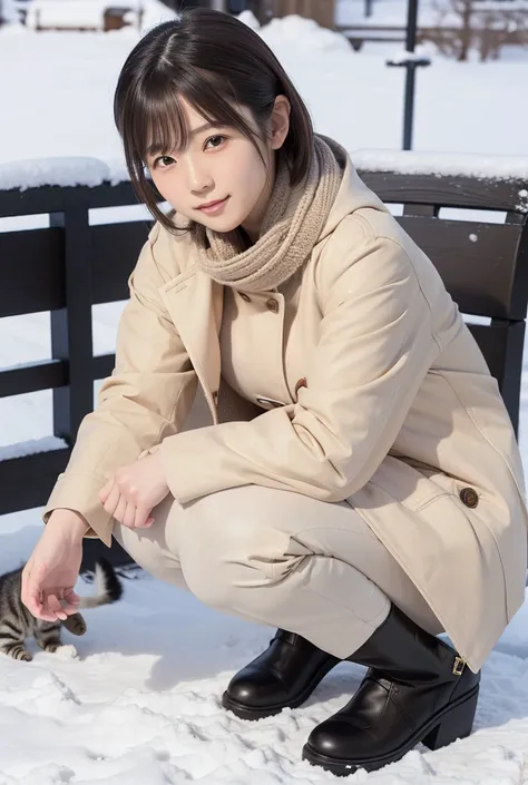 ultra-realistic, photorealistic, dramatic scene, shadow, global-illumination, solo, (20 years old Japanese girl:1.5), very beautiful with very cute but boyish cool face, (very large breasts), slim waist, (wearing an office workers outfit with ivory pants a...