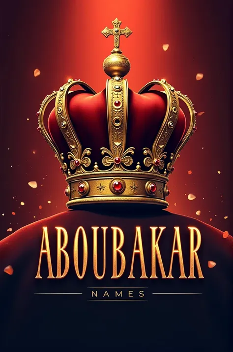  Generate me an elegant image with the name ABOUBAKAR illustrated by a crown,and of brilliant size  