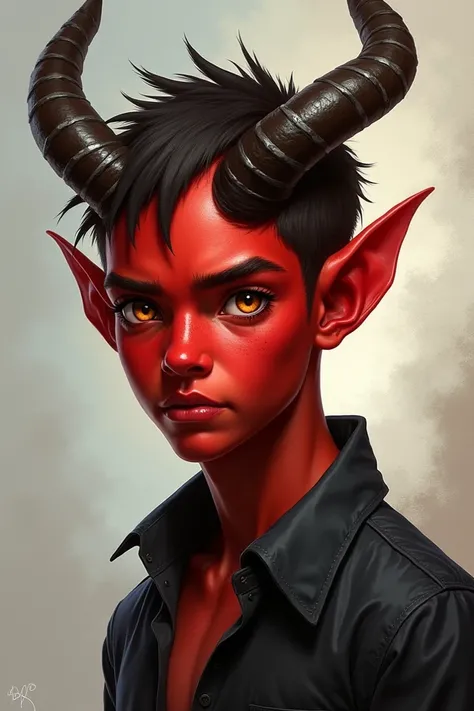 tieflings. . boy. Skin red. 