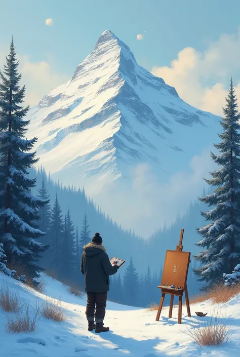 painting the mountain is mined as a service of love in winter