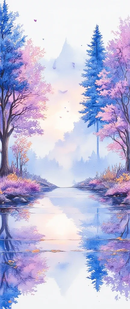 (masterpiece:1.2,Outstanding quality,Mirror finish, Best Illustration ),8k,16k,wallpaper,(Quiet Lake),(morning haze),(Quiet Lake畔の森の影),(A cuckoo is croaking ),(Watercolor),( Dynamic ),( beautiful gradation),(Tranquility VFX )