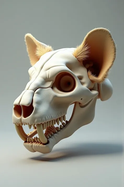 Realistic tiger skull with ears 