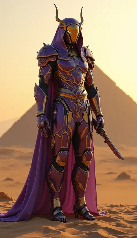 In the convergence of ancient lore and advanced technology, a singular guardian emerges, embodying the nexus of time and innovation. This protector of the pyramids, adorned in an intricately engineered armor, seamlessly integrates the regal aesthetics of a...