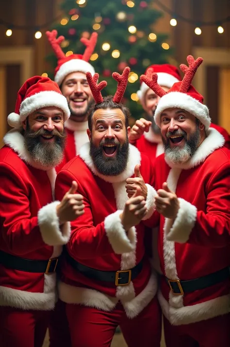 red and white funny outfits for men in Christmas party 