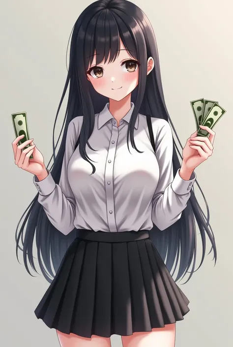 NY
Long hair
Black Eyelets Double Layered Eyelashes
tidy
School Dress Buttonless Shirt 2 Short Skirt Black Bra
White skin
Good Habits Done 
Make a show of hands for money
Feel Happy
Realistic