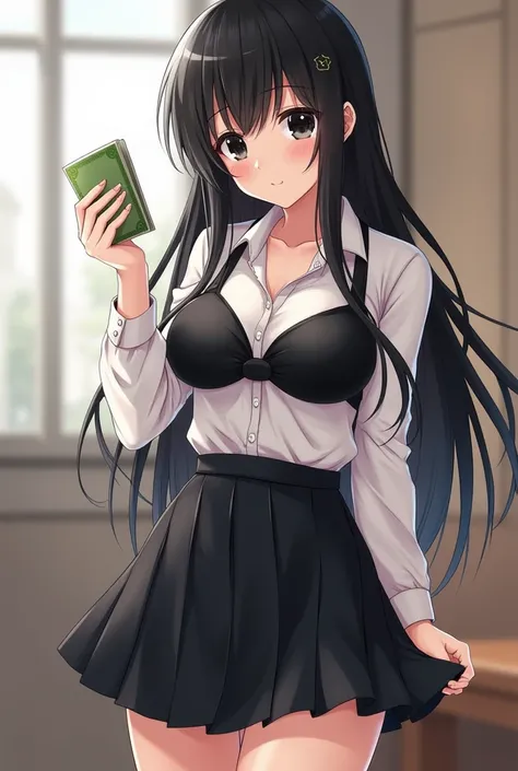 NY
Long hair
Black Eyelets Double Layered Eyelashes
tidy
School dress Buttonless blouse, miniskirt, black bra
White skin
Good Habits Done 
Make a pose to ask for money, the other hand opens the skirt, the panties are loose.
Feel Happy
Realistic