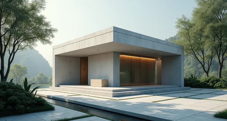 make a top view and side elevation of this render in high quality its a modern tomb building