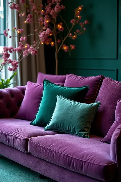 Velvet products at Lisa Point of sale in purple and green 