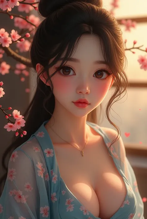 
score_9, score_8_up, score_7_up, score_6_up, score_5_up, score_4_up, sexy asian girl, 1girl, japanese geisha, updo, looking at viewer, small pink nipples, large breasts, 20 years old, face close up, half body portrait, big brown eyes, nihongami, modest, s...