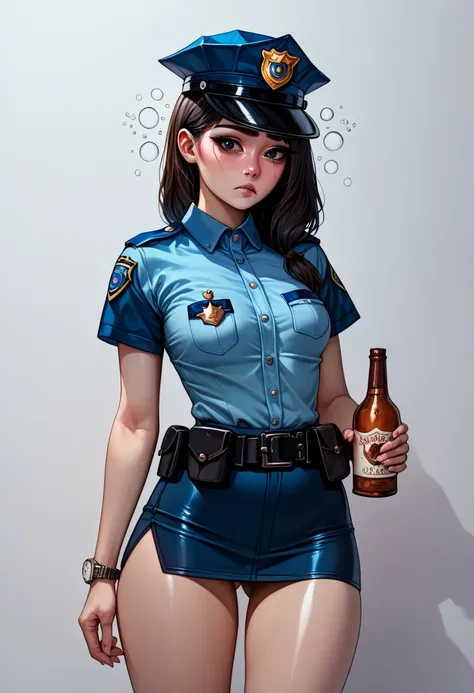    High resolution image ,   top quality , (( beautiful Korean girl shedding sad tears１Please describe a person :1.5)),(( slender body:1.2)),((Drunk:1.1)) , real skin , small breasts,   shiny hair ,  Super Detailed Black Eyes,(( Equipped Police Belt :1.2))...