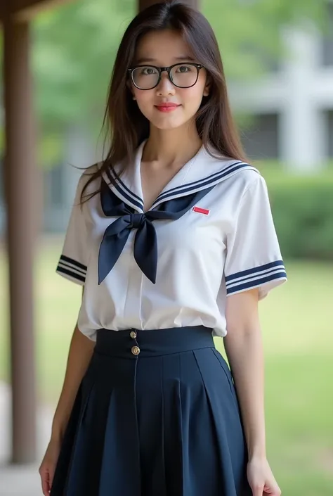 A women glasses Thai school uniform sexy nsfw 