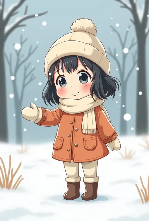  cute anime girl 、 its snowing