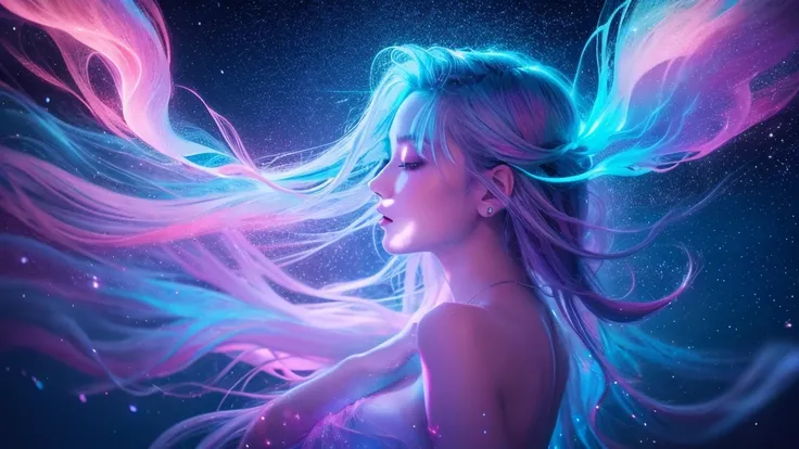 a dreamy, ethereal gradient from deep blue to vibrant pink, with sparkling stars and a mystical, spiritual atmosphere, highly detailed, 8K, 16:9, glowing, shimmering, celestial, fantasy, intricate, ethereal, luminous, radiant, iridescent, dynamic, dramatic...