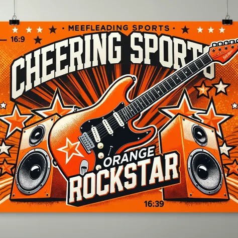 I would like to create a 16 : 9 image with the word Orange Rockstar up at the top, remove the word Cheering Sports, and then remove the word or number from the image.