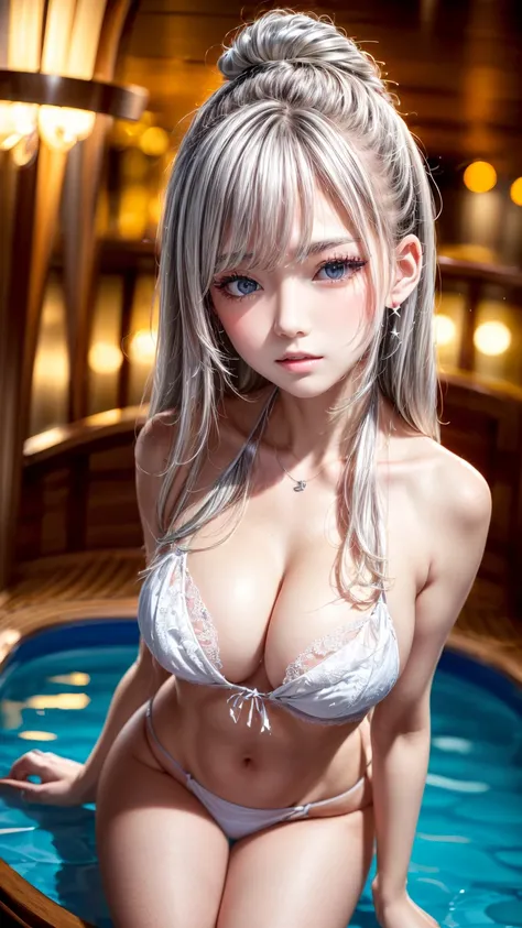 ((play Enjoying the night pool on a luxury cruise ship theme:1.8)), ((random pose)), ((lace-up lingerie:1.4)), (slim:1.4), ((medium breast:1.5)), (necklace, earring, bracelet), (alluring face), ((happy:1.2, glad:1.2, delightful:1.2, blissful:1.2)), parted ...