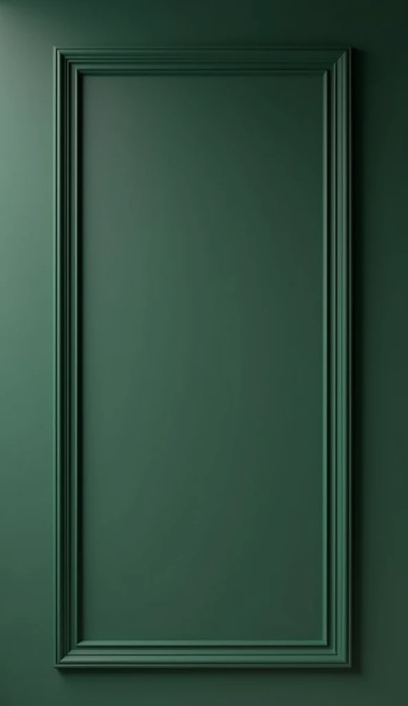 A dark vivid green wall with a smooth matte finish, featuring a single rectangular boiserie detail that frames the entire wall as a border. The boiserie is crafted from clean plaster moldings, creating an elegant, symmetrical frame that extends around the ...