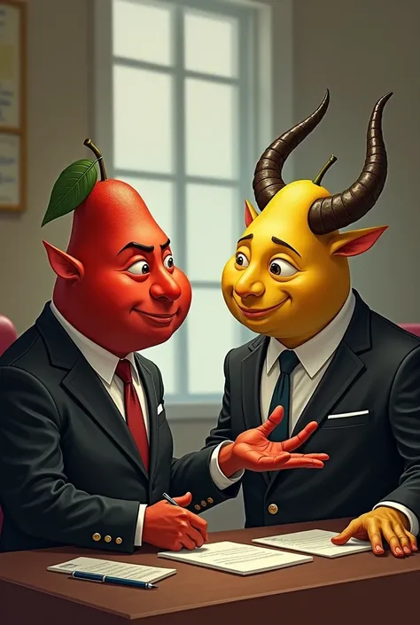 Une image d illustration realiste autour de l expression l avocat du diable avec un avocat fruit et un diable pour une présentation géopolitique mais qui fait moins peur 