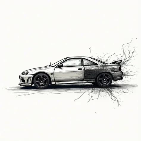 This car change in sketch drawing 