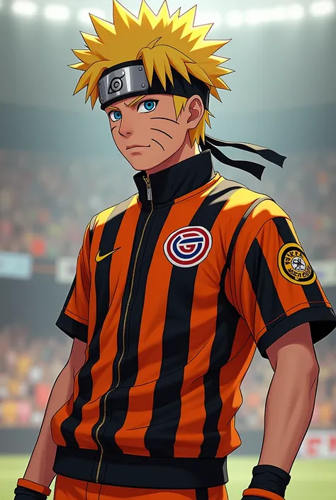 Naruto wearing the Ceará Sporting Club black and white striped jersey