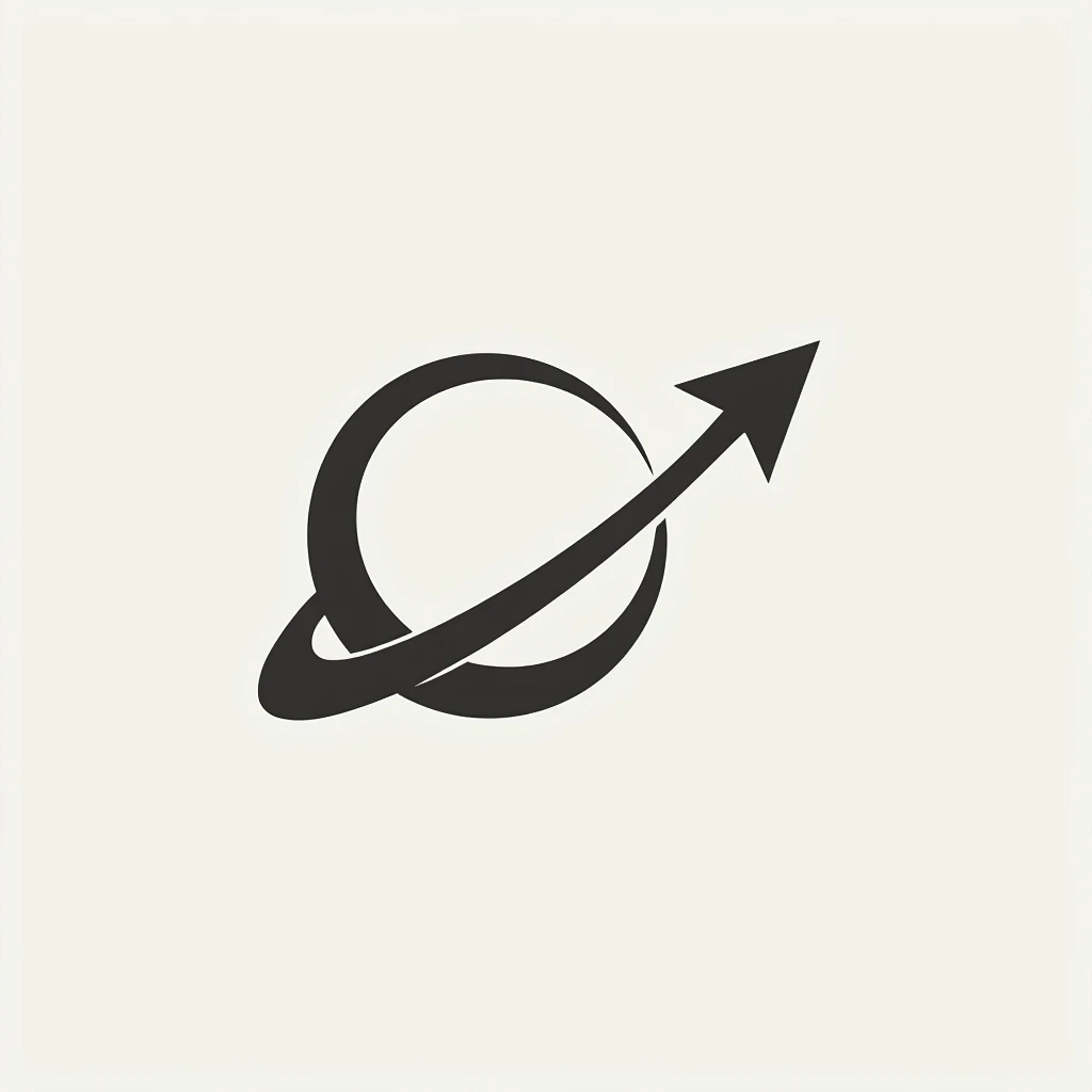 Draw a logo，The subject is the universe and the arrow， simple style