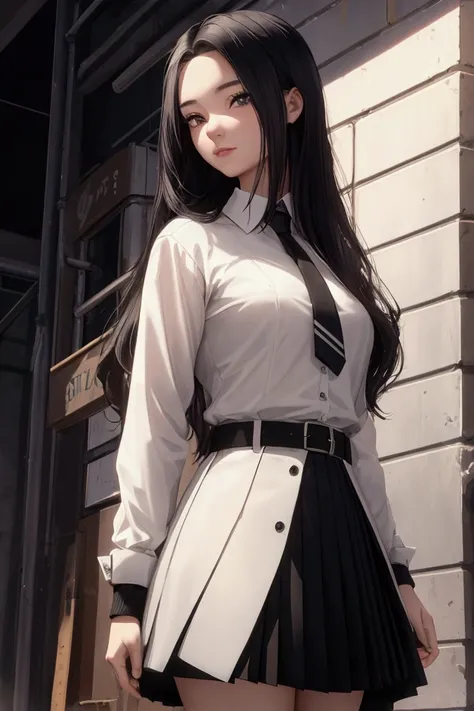 A young woman aged 25: 1.3,  long hair: 1.2,  Professional Skirts : 1.2, Daytime: 1.2, Four Corners: 1.2,  Cinematic Lighting ,  Surrealism,  super high resolution , Accurate,  more, textured skin,  high detail,  top quality, 8k