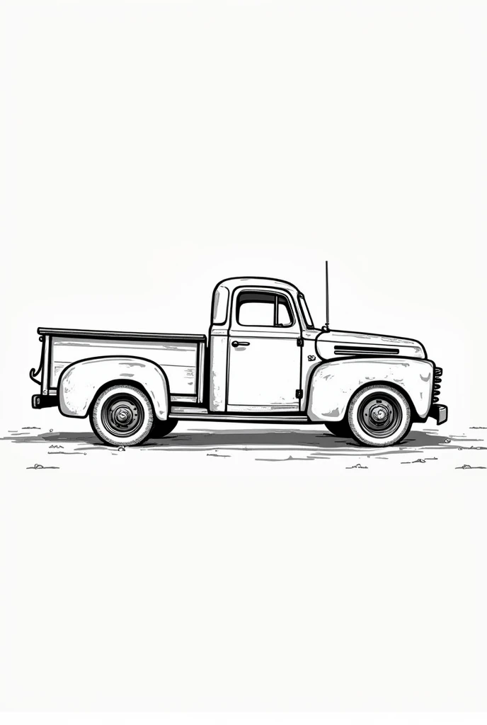 I want a 2d image of the side of an old truck . . The image should contain only black vectors and only one pixel thick on all lines
The image must not contain anything other than that specified above, Not even shadows , Not even filling in .  It should onl...