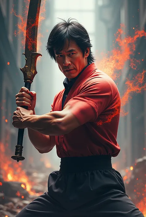 Jackie Chan in changing colour black and white into weapon into brahmastra change the weapon in Thor in 