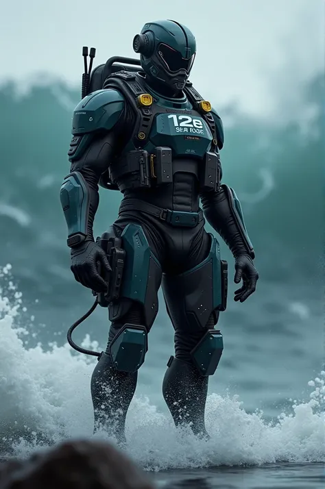 Make a sea soldiers 3D animation with the name of “12E Sea Soldier” in the image