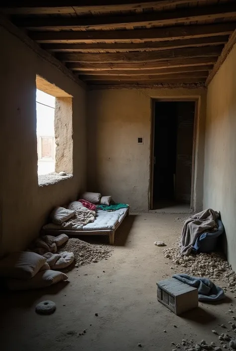 Poorest simple Afghanistan house inside without couch
