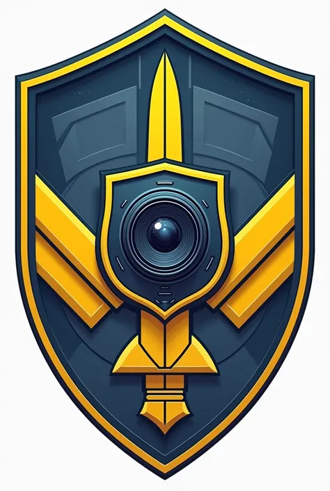 Patch militaire de l’armée de l’air et de l’espace, sous-officier photographe. Dessin vectoriel jaune et bleu