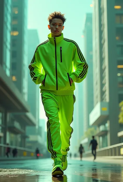 Genrate me "The green  flead track suit " 