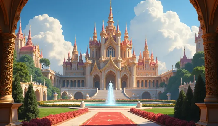 A beautiful huge royal palace Disney animation pixers 
