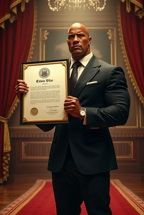 You can create an image where the actor  "the rock" I have a diploma in the name of Edwin Villar,  with a doctorate that goes big time.