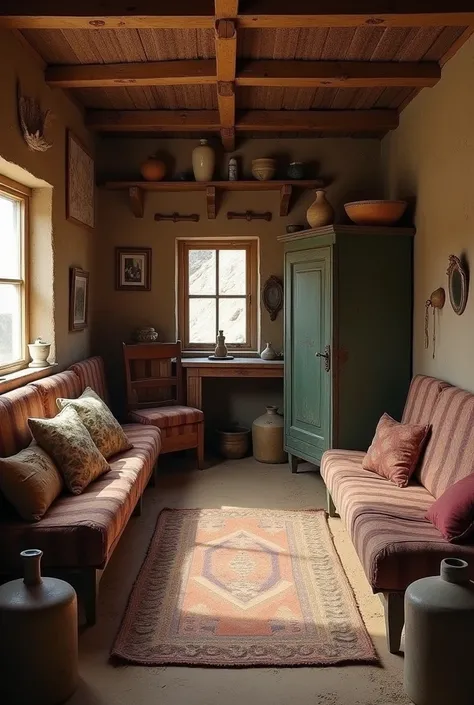 Poor simple Afghanistan house inside with vintage and simple things
