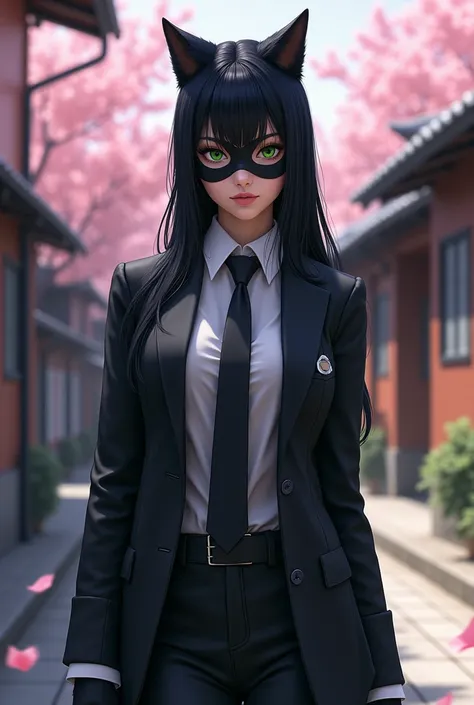 Catwoman, japanese school uniform, no eye mask