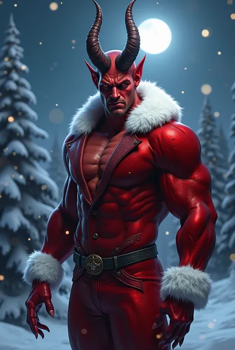 Sexy male demon in Christmas cloths
