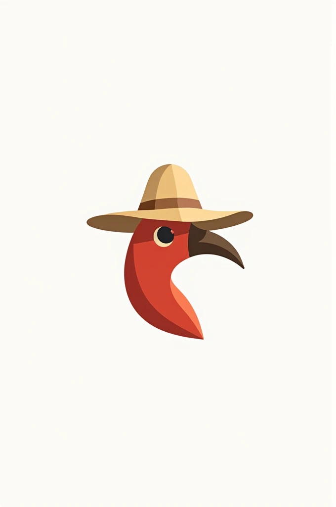  Create a very minimalist logo from a Guará logo, wearing a straw hat.  white background.