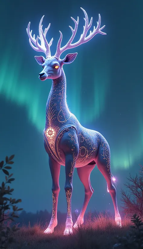 Create a magnificent fusion hybrid of a giraffe and a deer, reimagined as a mythical warrior protector. This hybrid embodies the giraffe’s towering grace and the deer’s agile beauty, merging their qualities into an awe-inspiring, ethereal being.

Head and ...