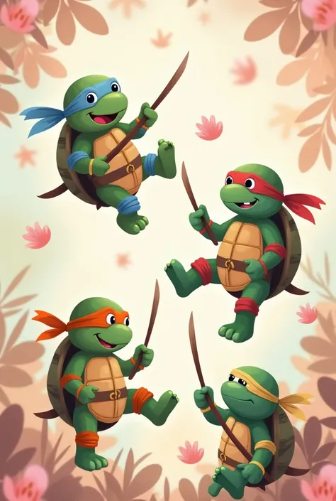 Soft wallpaper with REFERENCE of ninja turtles for girl aesthetic, NON REALISTIC