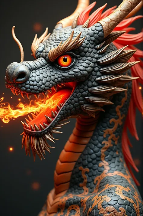 ((best quality)), (( Masterpiece)), (detailed), Perfect face professional logo in 4k of Japanese tattoos with a dragon detailed on his face with his mouth open and spitting fire and under whatever he has written "touch_garg" 