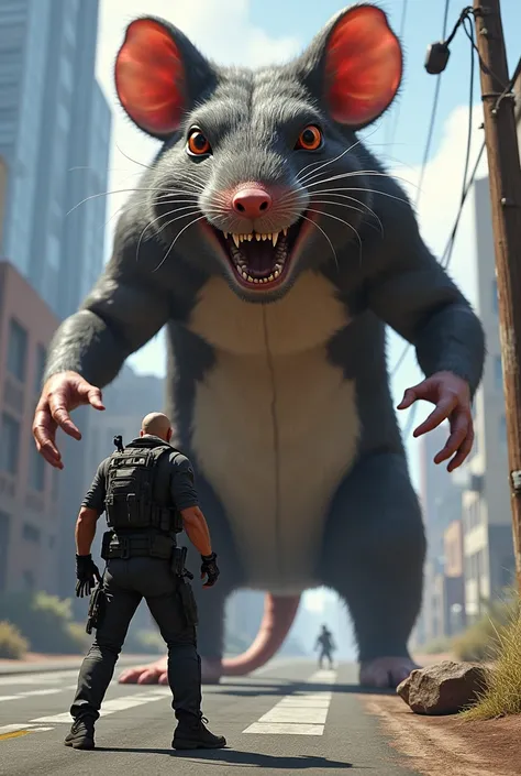 A character in GTA 5 who fights against a very large humanoid mouse