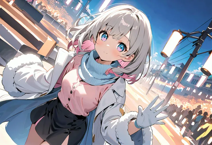 White Breath、 face up、 scarf、gloves、nightの冬街、coat with black fur、glovesと scarf、 illuminations、Fantastic Light、night、 thick boa coat in 、 long coat and 、 scarf、 street concert、、 street live in the winter city 、 street concert、Wear a thick coat 、マイクを持ってSongう...