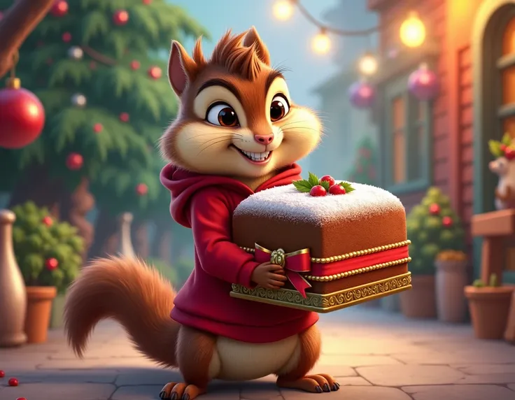  Alvin from the Chipmunks movie, 4K,  cartoon, holding a box of panettone