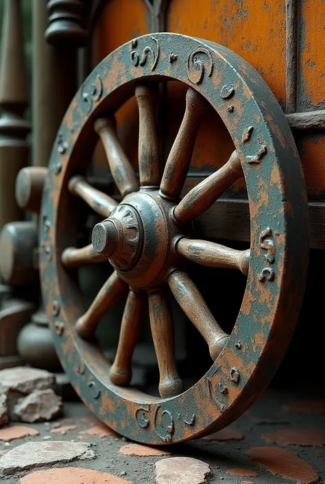 Old wheel of chaise, medieval age